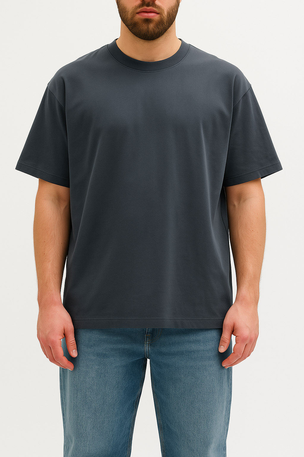 T-Shirt in Cotone Grigio Oversize