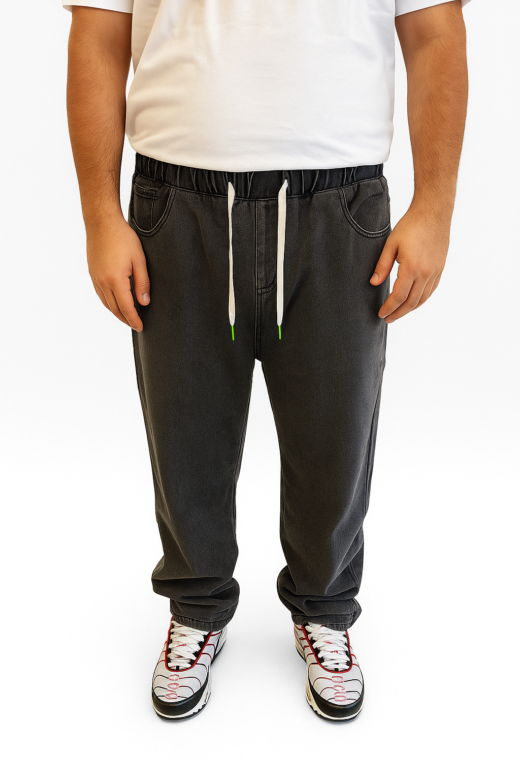 Pantalaccio di Jeans Regular Fit Lavaggio Grigio