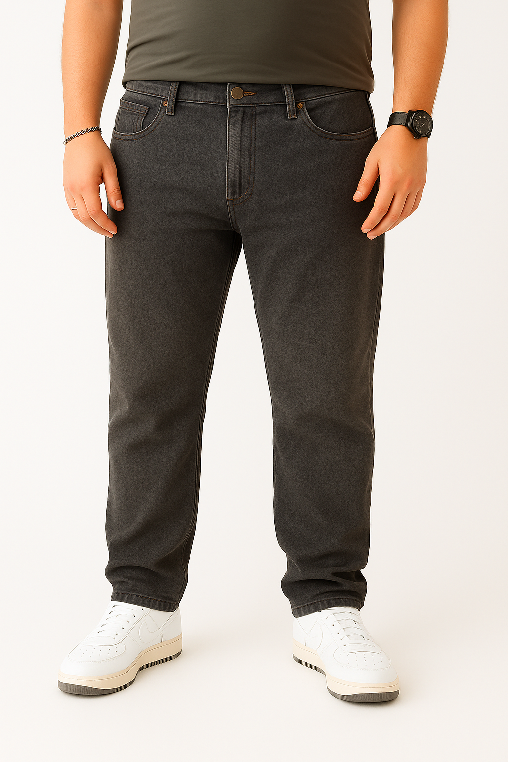 Jeans Elastic Regular Fit Lavaggio Denim Black