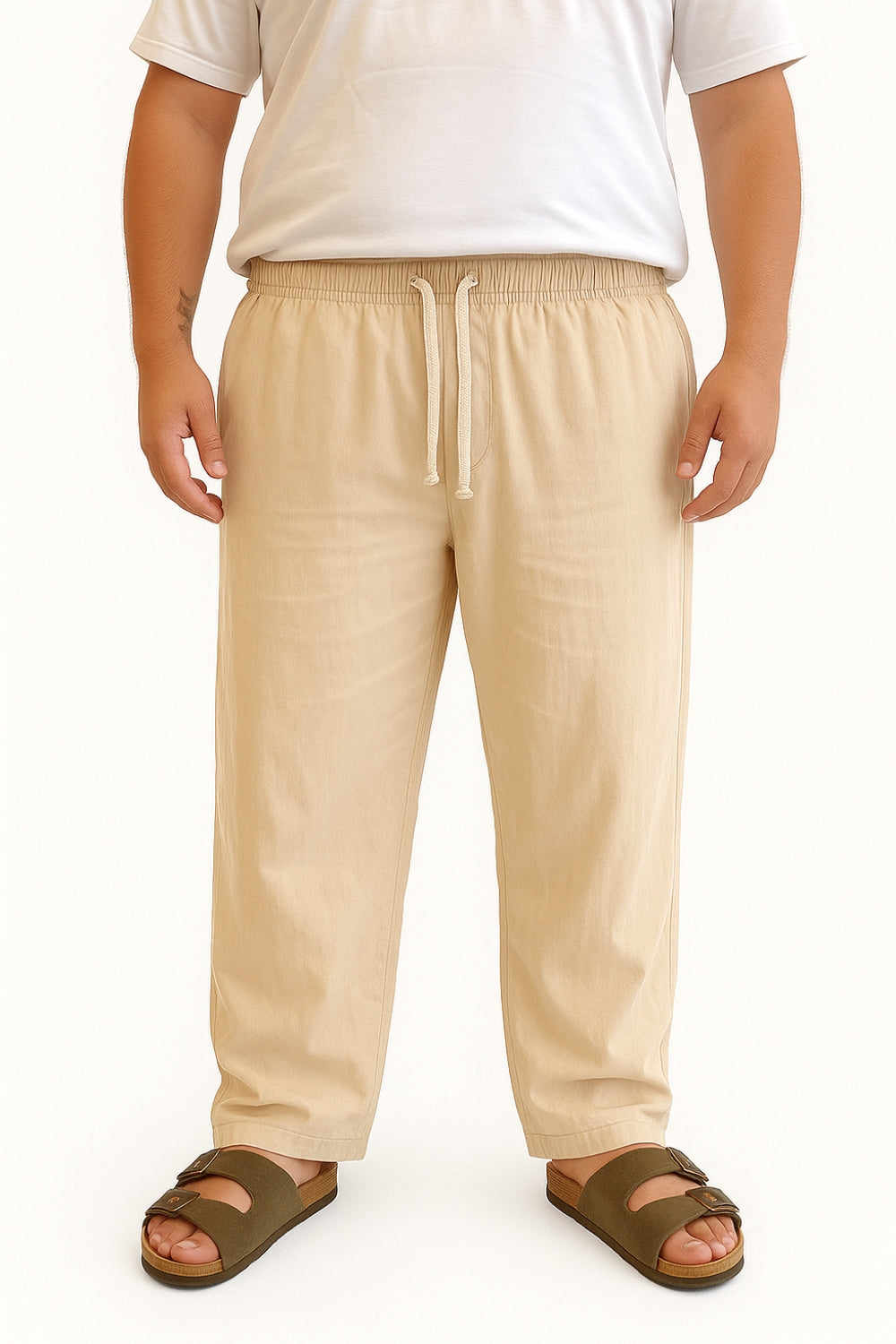 Pantalone con molla Lino Vibes Beige