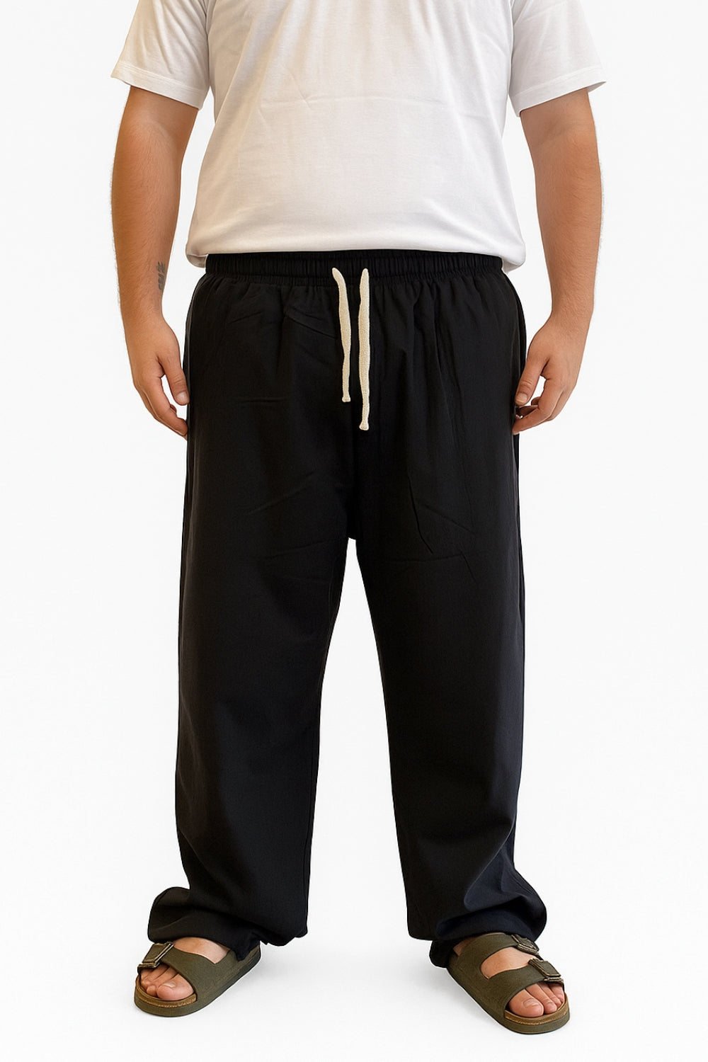Pantalone con molla Lino Vibes Nero