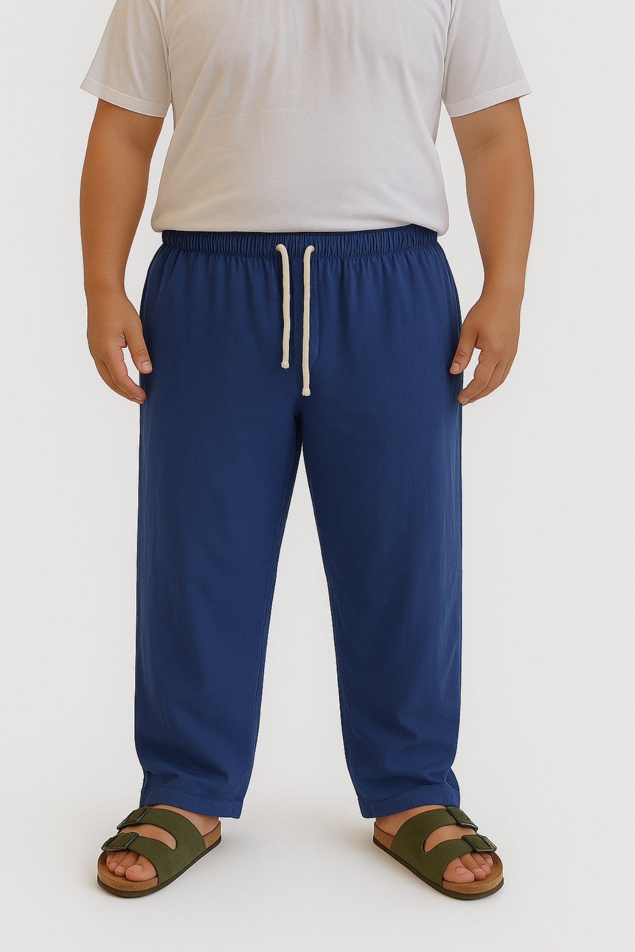 Pantalone con molla Lino Vibes Blu