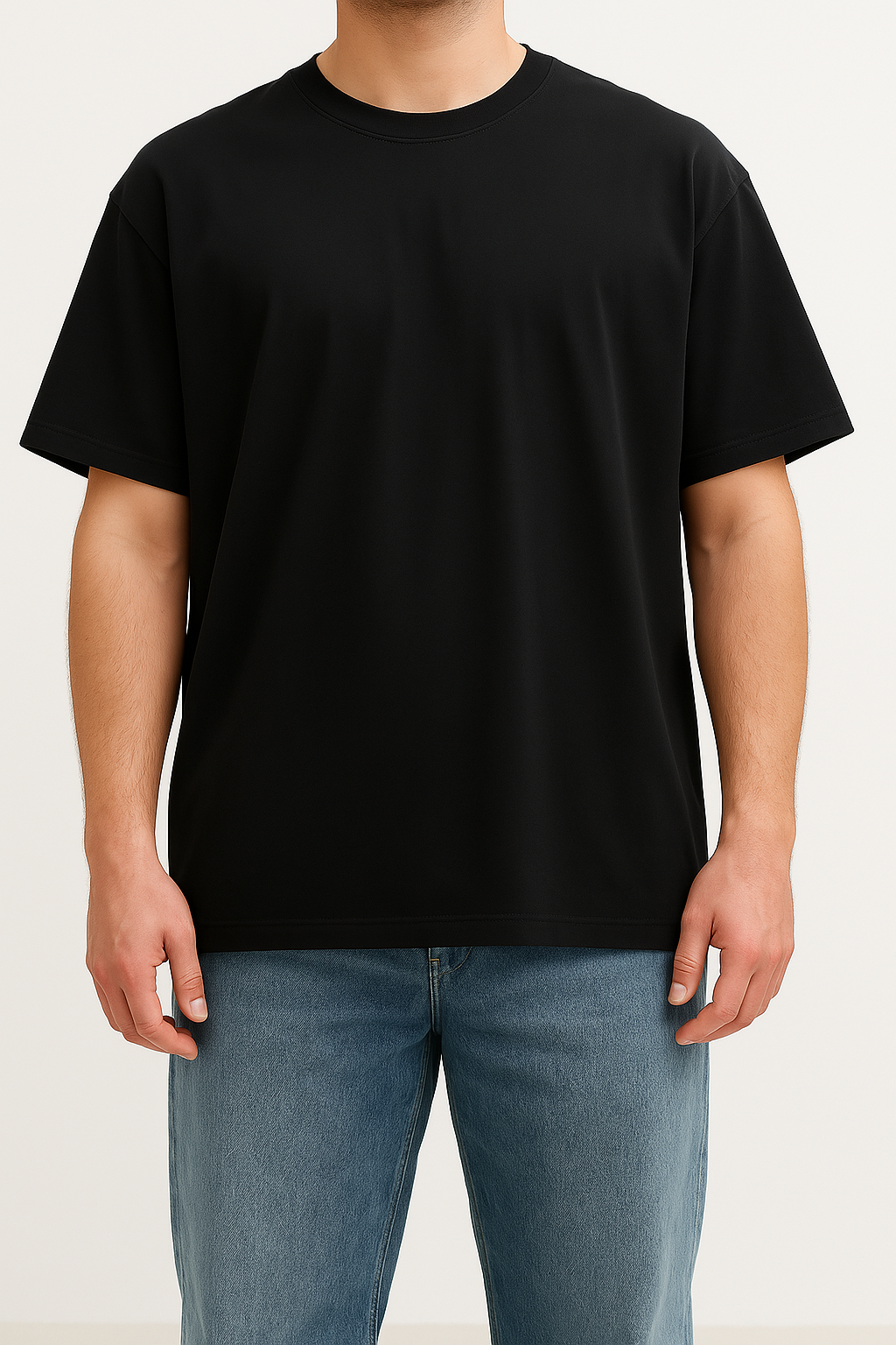T-Shirt in Cotone Nera Oversize