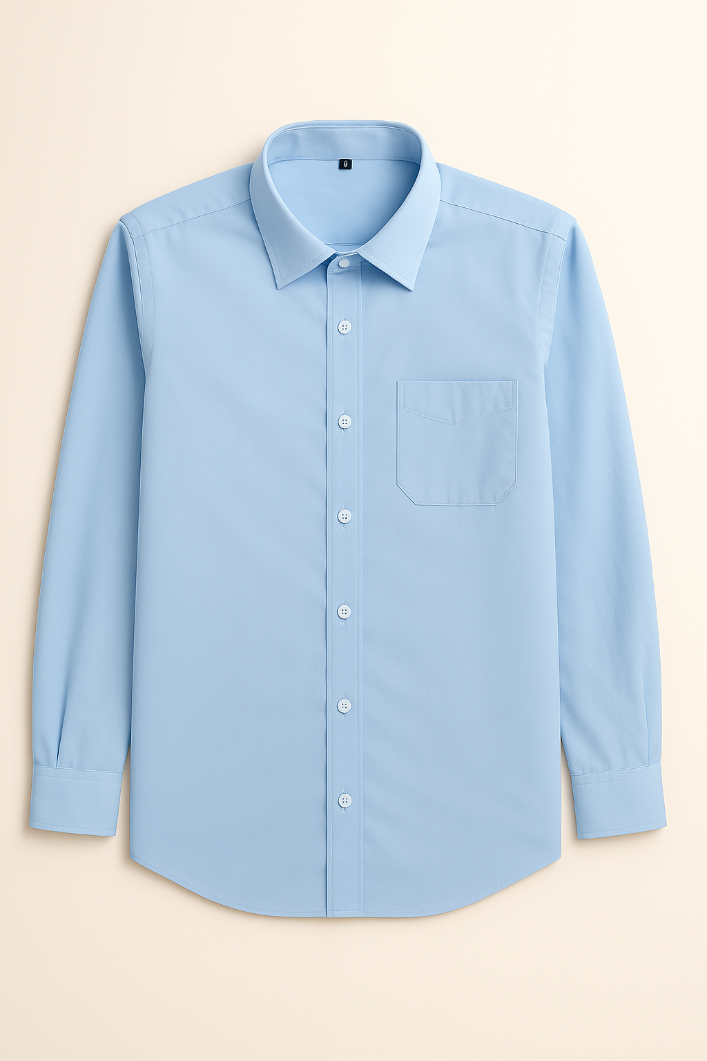 Camicia Azzurra Regular Fit Collo Mezzo Francese con Taschino