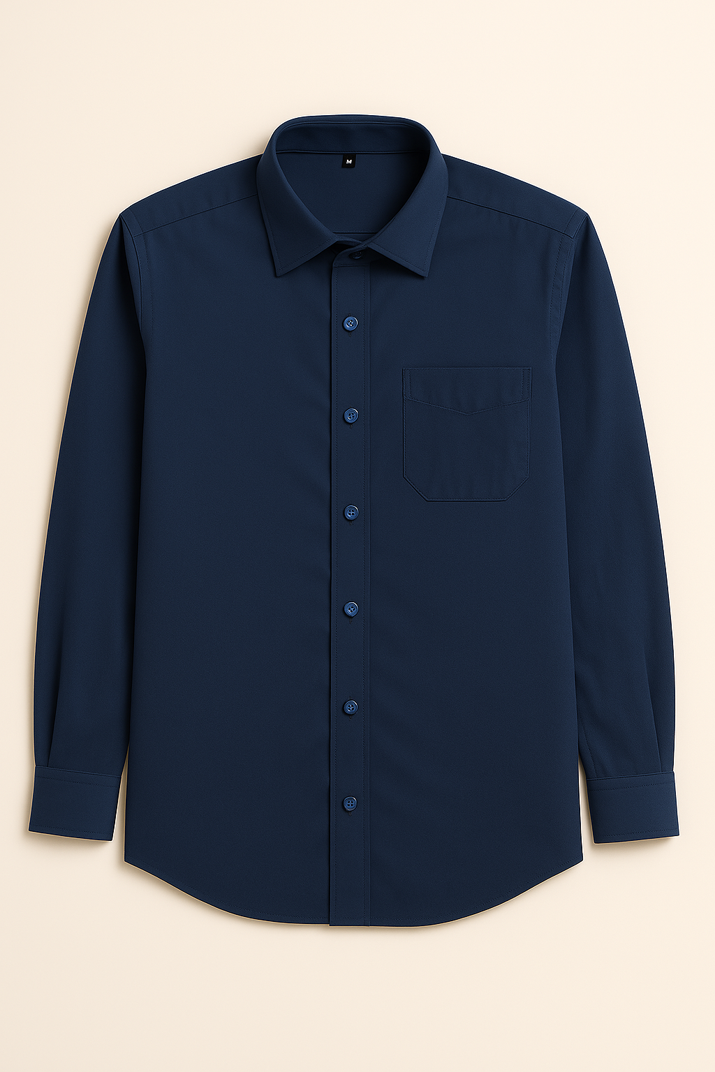 Camicia Blue Navy Regular Bianca Fit Collo Mezzo Francese con Taschino