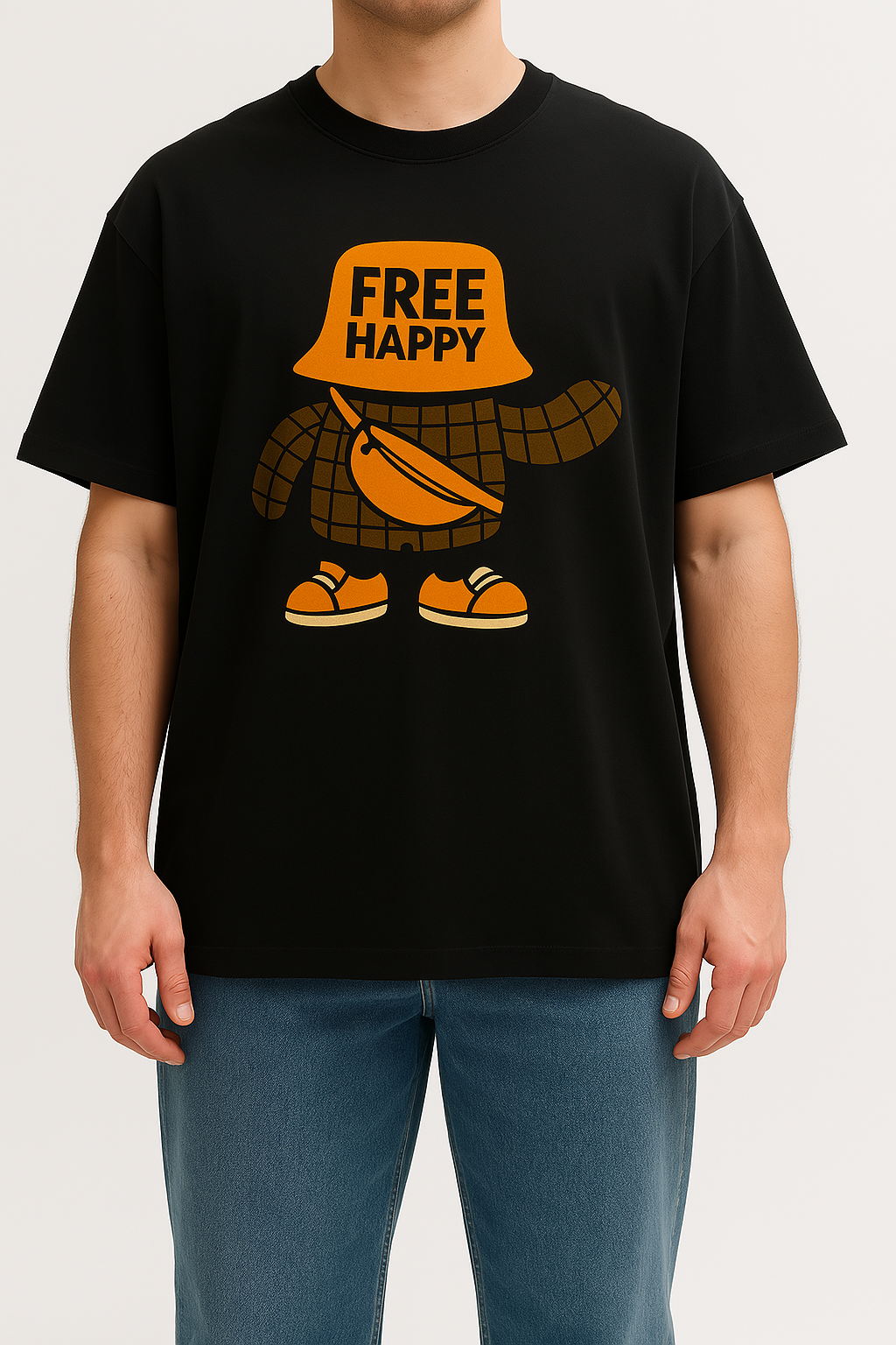 T-Shirt in Cotone Nera Stampa Teddy