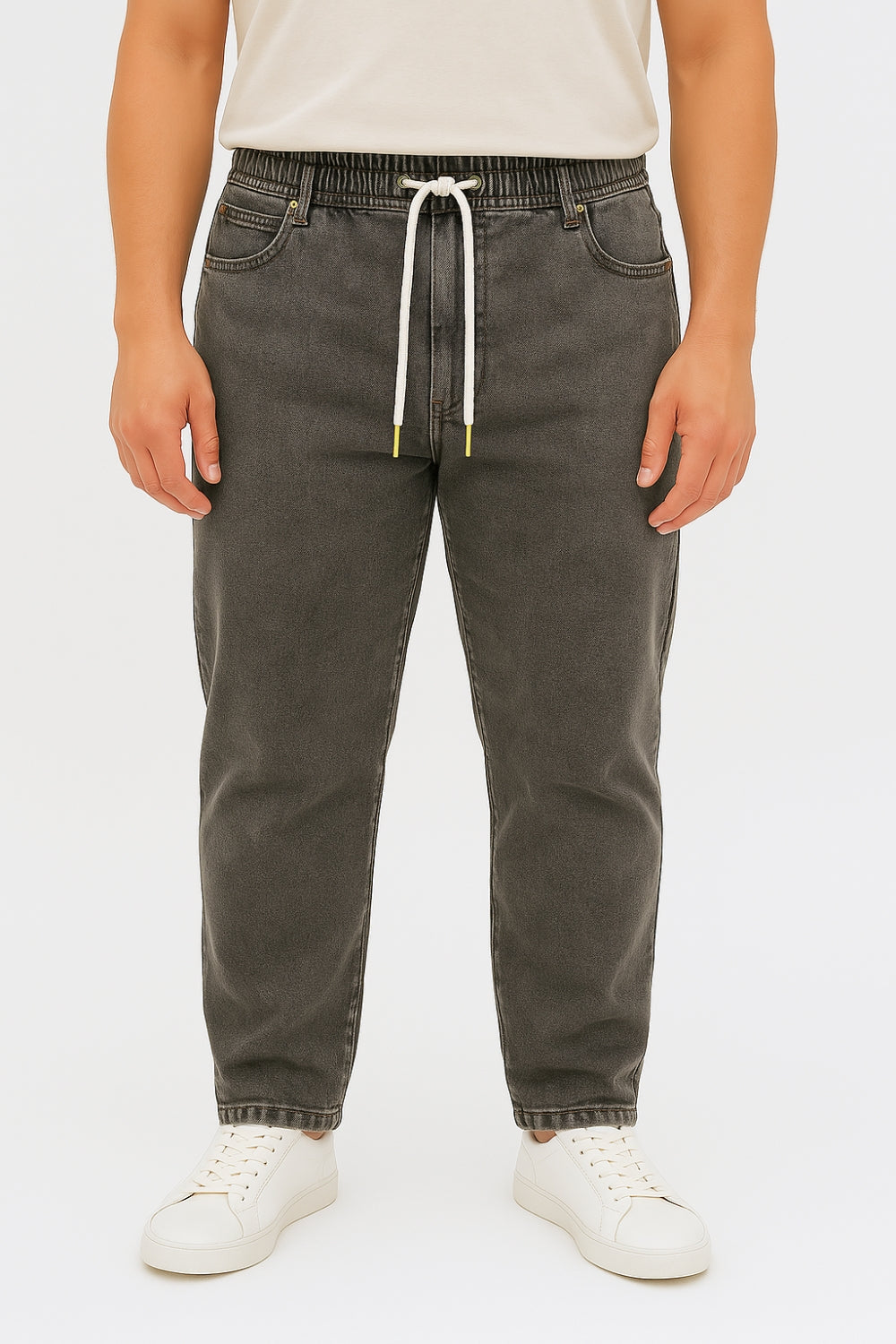 Pantalaccio di Jeans Regular Fit Lavaggio Grigio