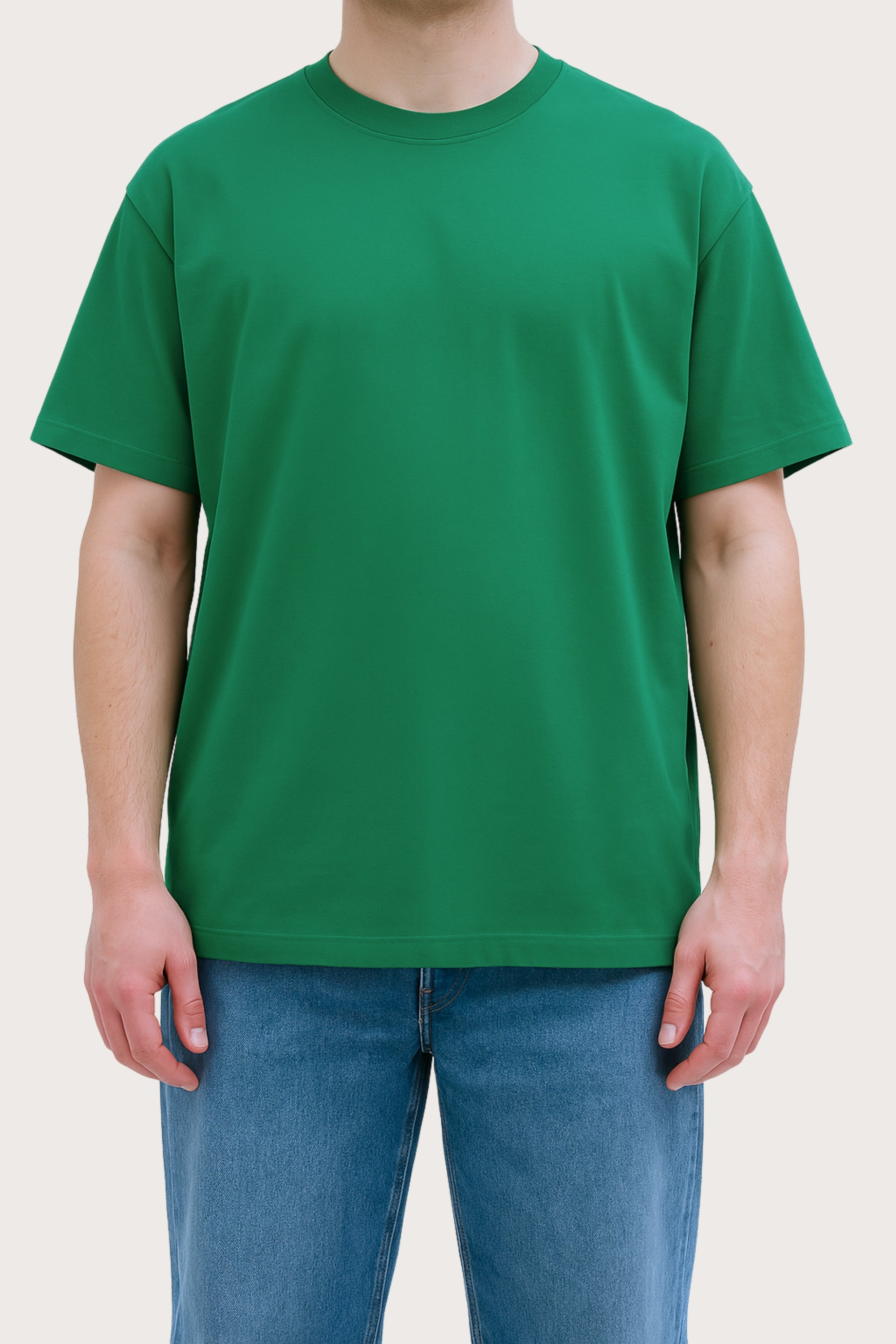 T-Shirt in Cotone Verde Scuro Oversize
