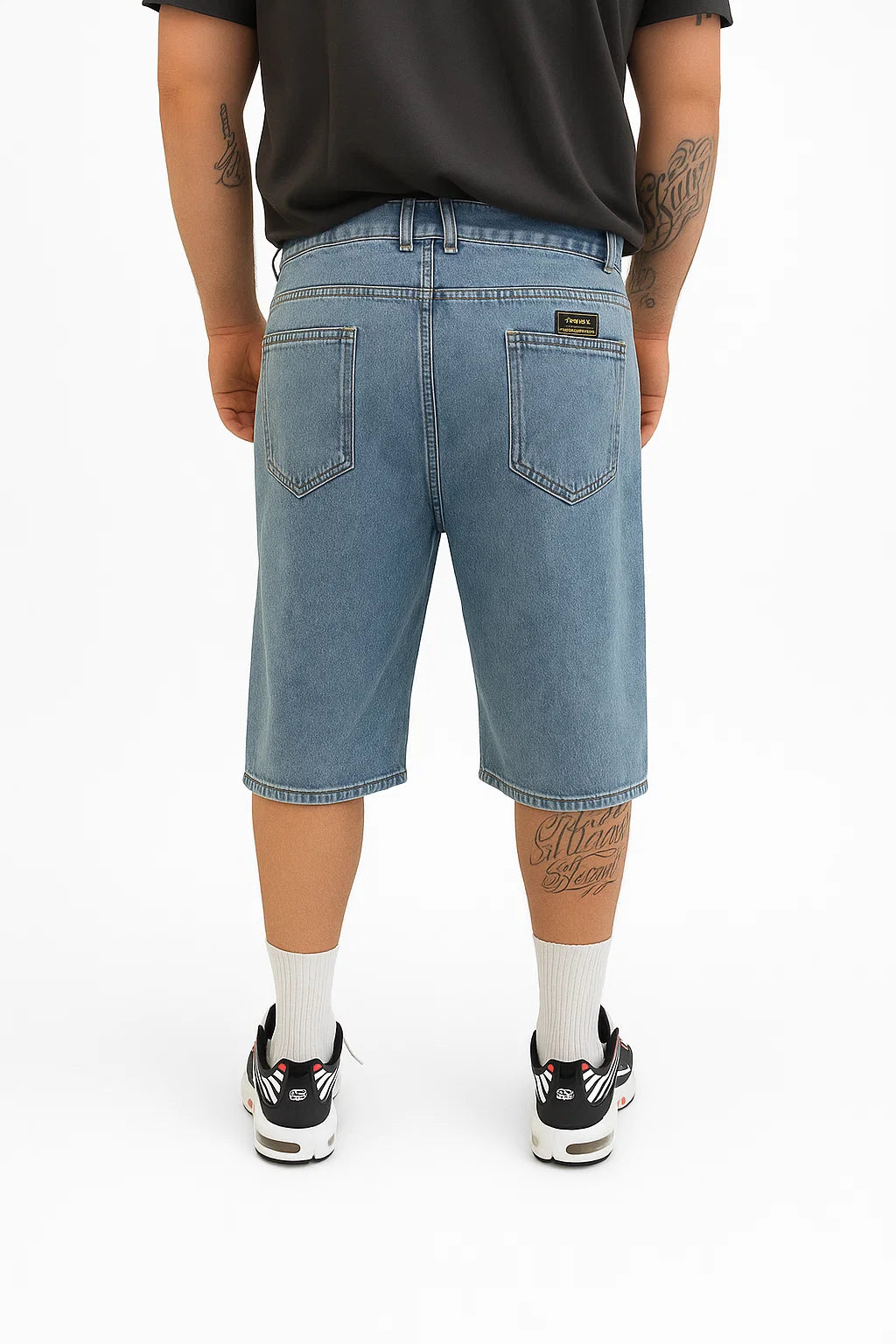 Bermuda Jeans Easy Fit con Molla laterale Denim
